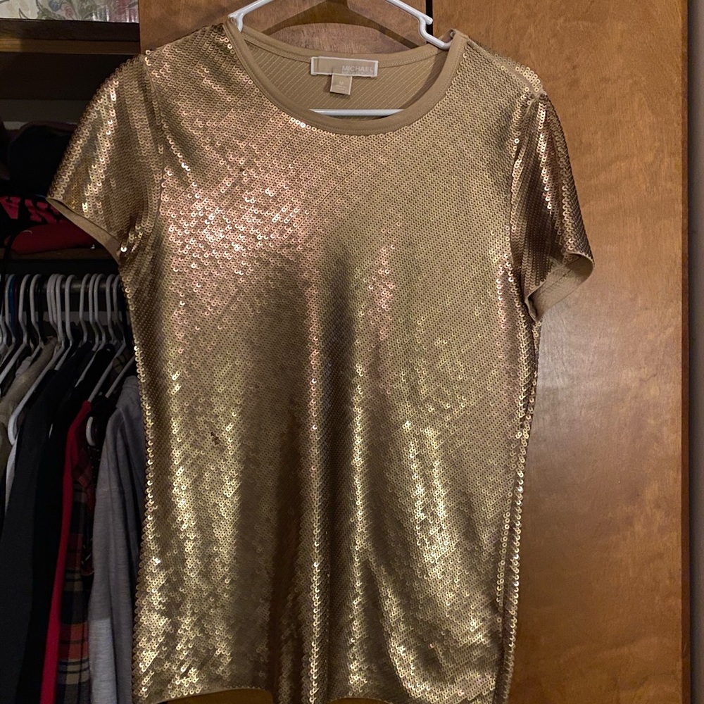 Gold sequence Short sleeve blouse